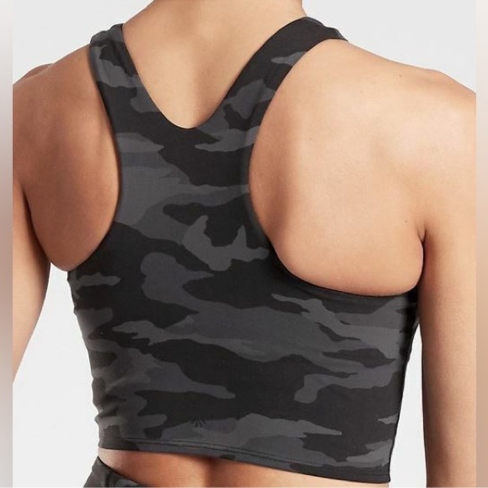 Athleta Conscious Crop Tank Bra A-C Camo Black Gray - Picture 4 of 9